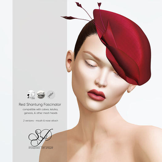 Snowpaws - Shantung Fascinator - Red