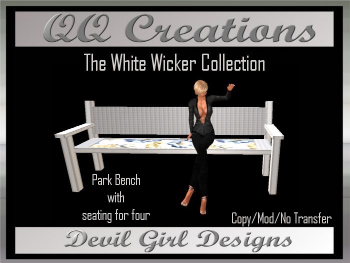QQ: The White Wicker Collection - Park Bench