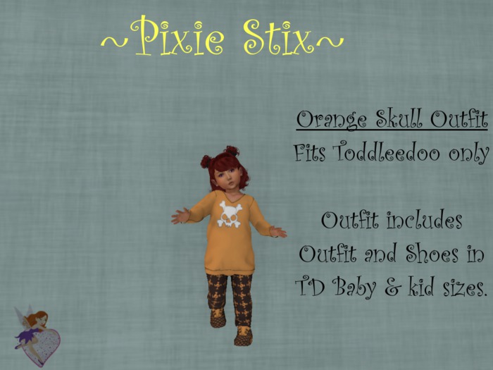 {Pixie Stix} Orange Skull Outfit TD