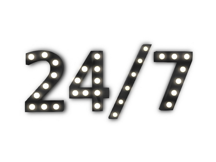 [Px] "24/7" Illuminated Light Bulbs Sign
