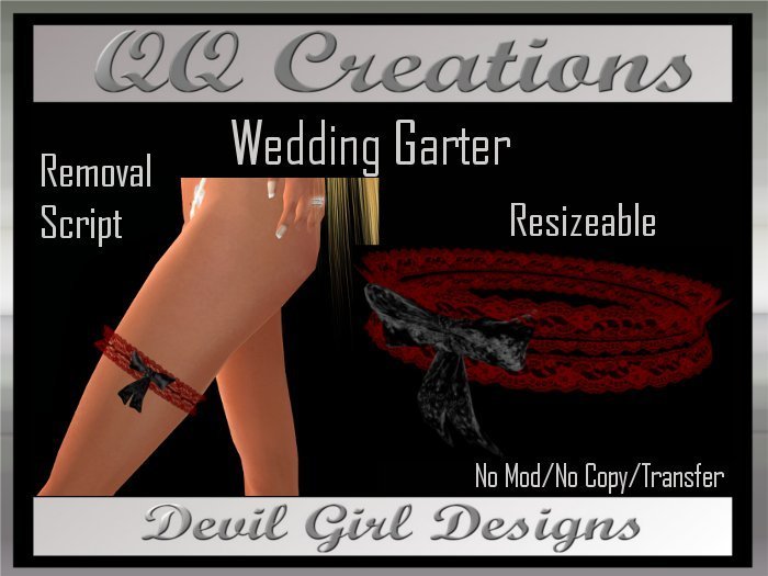 QQ: Wedding Garter - Red & Black Lace