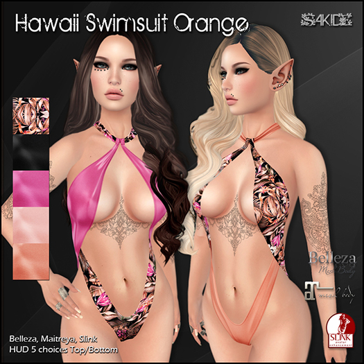 [ SAKIDE ] Hawaii Swimsuit Orange