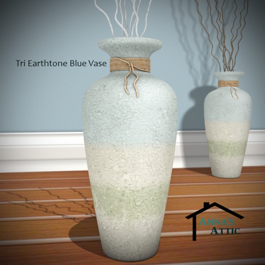 Tri Earthtone Blue Vases