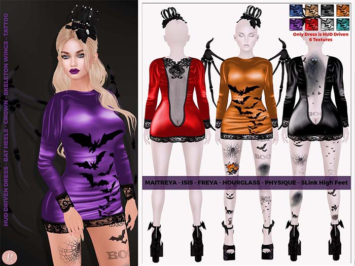 [hh] Spooky Bats Dress Outfit