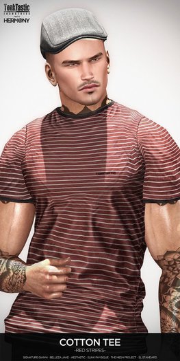 TonkTastic - Cotton Tee -Red Stripes-