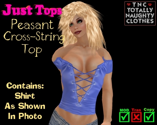 Peasant Cross-String Top Satin Azure