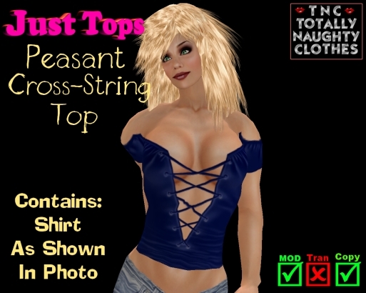 Peasant Cross-String Top Satin Blue