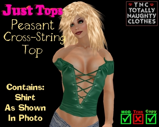 Peasant Cross-String Top Satin Green