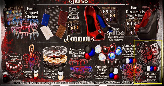 :[P]:- Goth Essentials:// Skull Bracer Blood