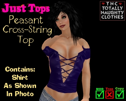 Peasant Cross-String Top Satin Purple