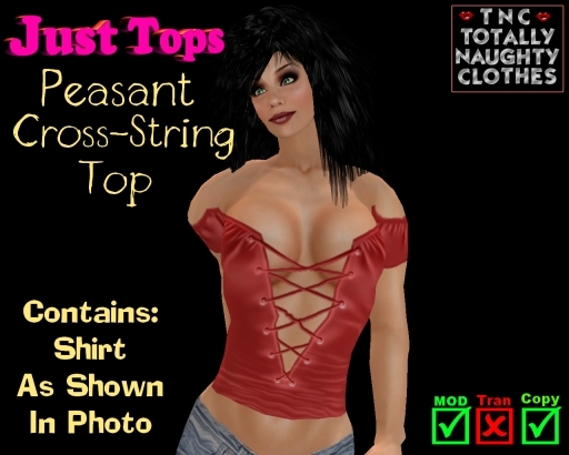 Peasant Cross-String Top Satin Red