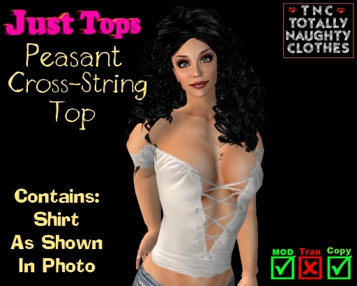 Peasant Cross-String Top White Satin