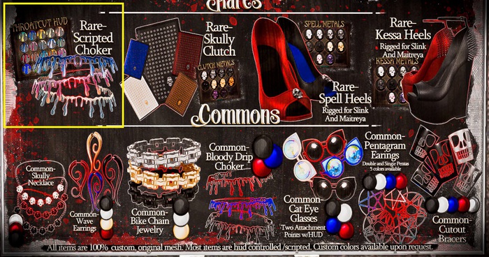 :[P]:- Goth Essentials:// Throatcut Choker W/HUD RARE