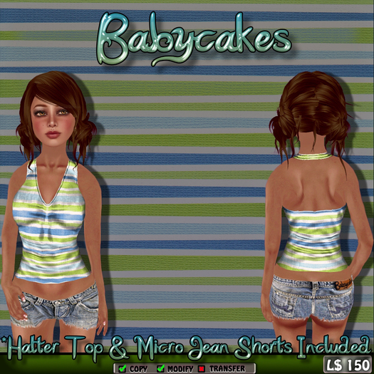[BC] Halter Top & Micro Jean Shorts
