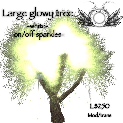 Sculpted glowy tree with falling sparkles - white