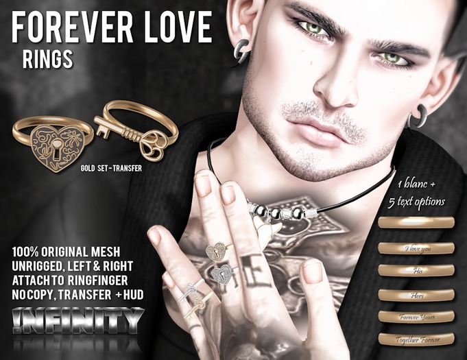 !NFINITY Forever Love Rings Set Gold (transfer - no copy)