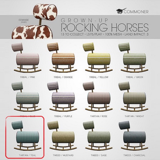 [Commoner] Grown-Up Rocking Horse / Tartan (Teal) 1 1