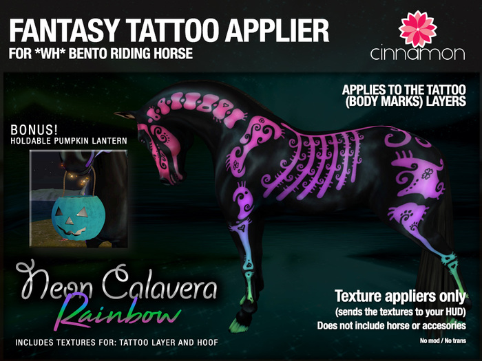 *CINNAMON* Fantasy Tattoo applier-NEON CALAVERA-RAINBOW- BOX
