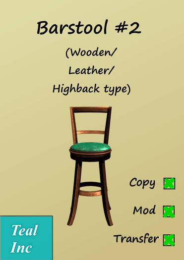 (TI) Barstool #2 (Wooden/Leather/Highback) (v1.0)