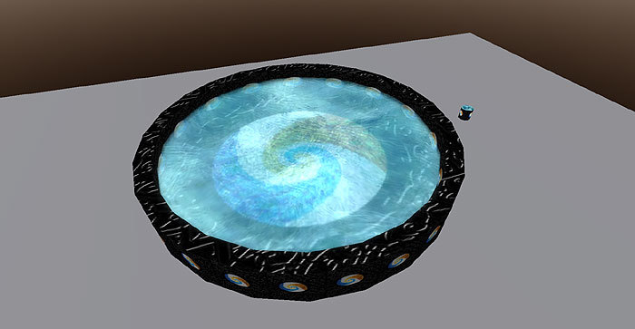 Pool - round - with black and colored mosaic
