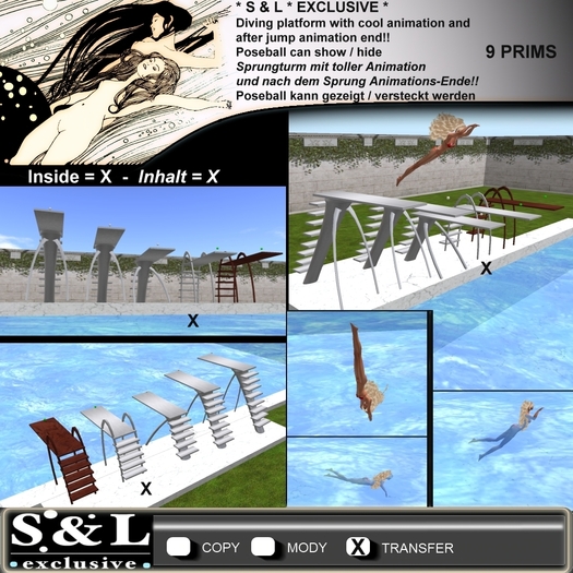 * S & L * EXCLUSIVE * Diving platform – jump tower  - diving board with animation