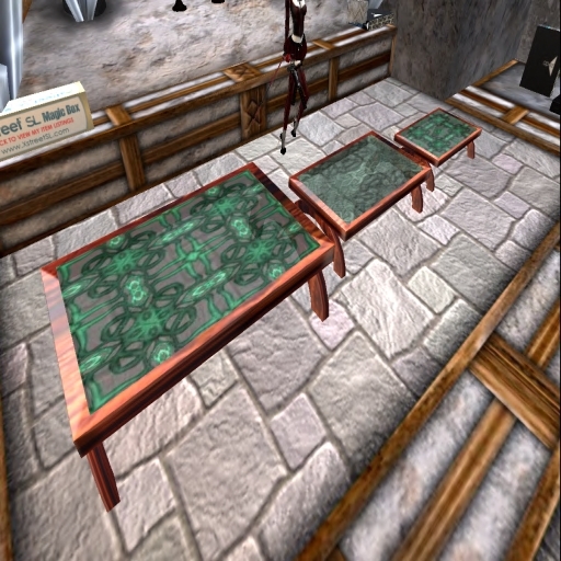 Celtic Glass Design Coffee Tables With Cherry Wood, 4 textures