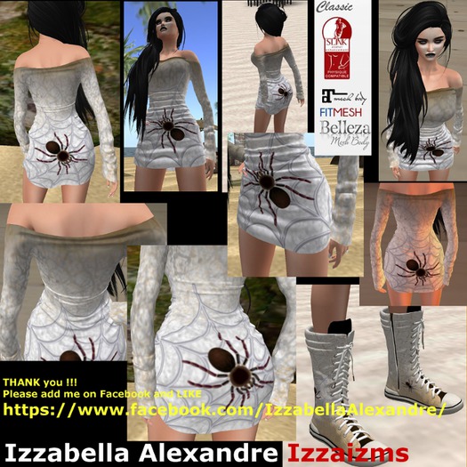 Izza Halloween Dress 6 Spider Off Shoulder and Hi Tops