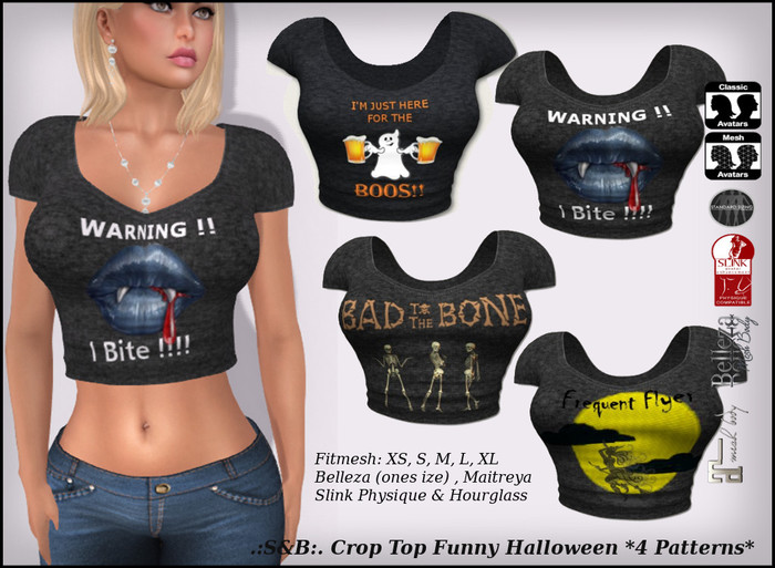 .:S&B:. Crop Top Funny Halloween *4 Patterns*