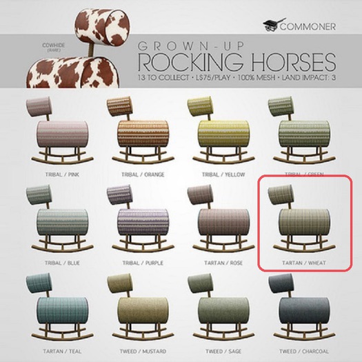 [Commoner] Grown-Up Rocking Horse / Tartan (Wheat)