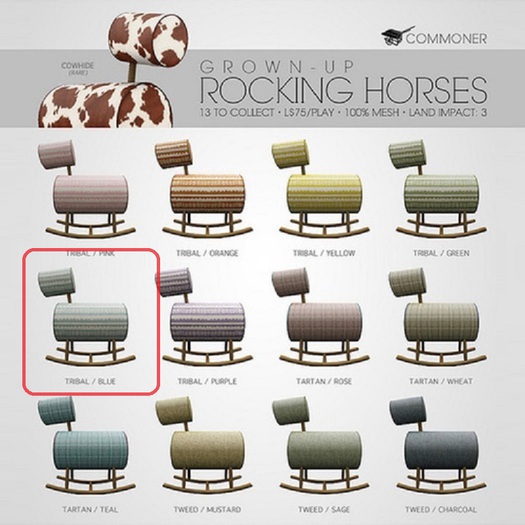 [Commoner] Grown-Up Rocking Horse / Tribal (Blue)