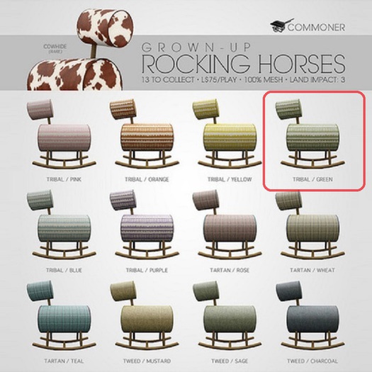 [Commoner] Grown-Up Rocking Horse / Tribal (Green) 1