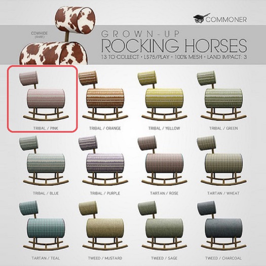 [Commoner] Grown-Up Rocking Horse / Tribal (Pink) 1