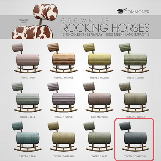 [Commoner] Grown-Up Rocking Horse / Tweed (Charcoal) 1