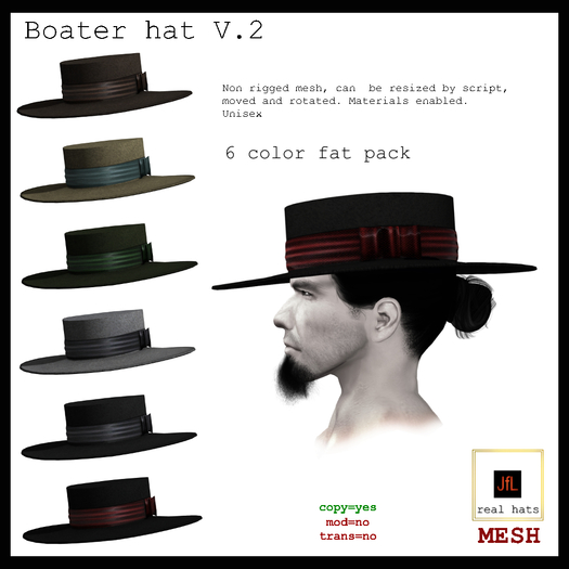 JfL Boater hat V.2 6 color fat pack BOXED