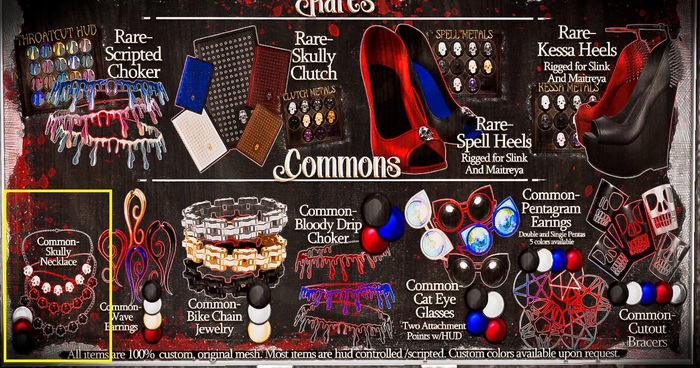 :[P]:- Goth Essentials:// Skully Necklace Red