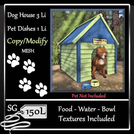 PAWS DOG HOUSE BLUE