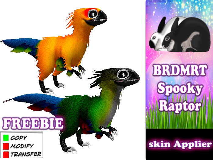 Second Life Marketplace - {{UPDATE}}FREEBIEBRDMRT Spooky RaptorConure ...