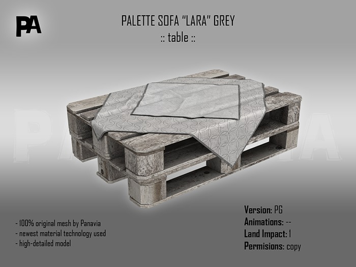 PANAVIA PALETTE SOFA LARA GREY -TABLE-