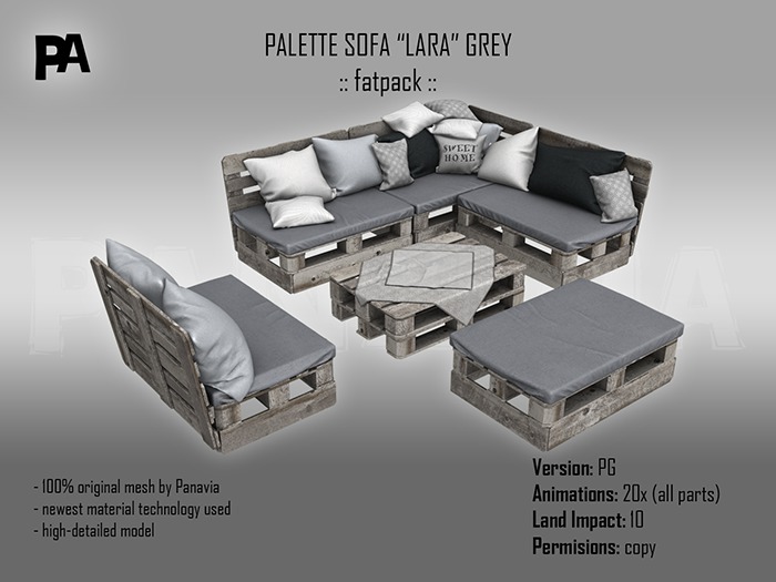 PANAVIA PALETTE SOFA LARA GREY -FATPACK-