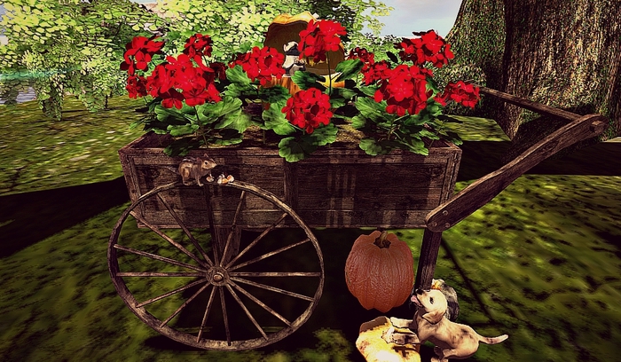 CJ Autumn Geranium Cart - c+m