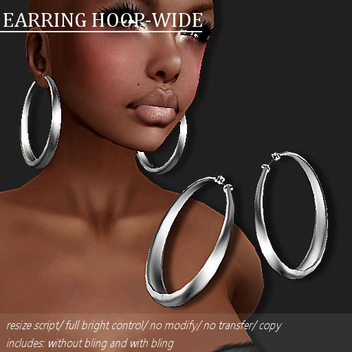 EARRING HOOP-WIDE PLATINUM       -RYCA-