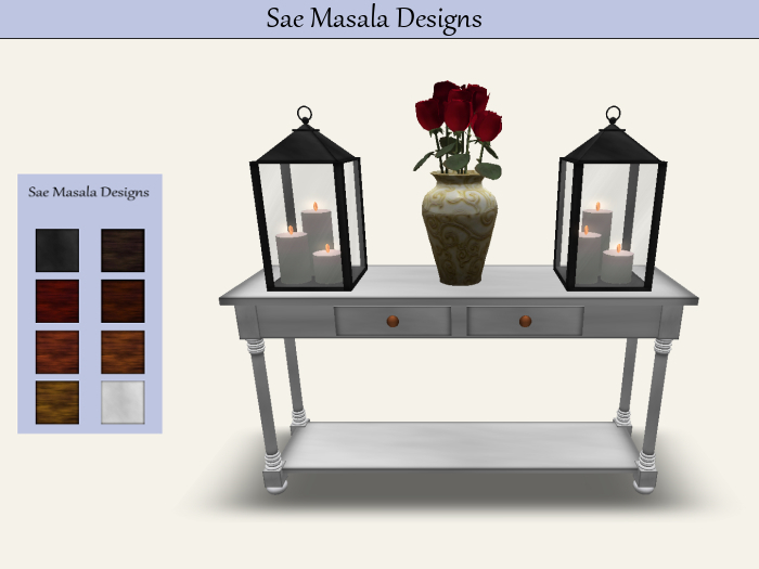 Elegant Hallway Table With HUD 3 LI Mesh Candlelight Lanterns And Red Roses Texture Change Menu