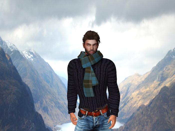 Mens Navy Sweater Ramsay Scarf 
