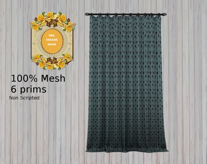 ~TCD~ Black Drops on Teal Curtain