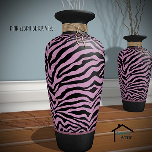 Pink Zebra Black Vases