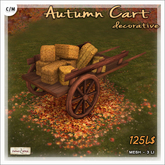 [V/W] Autumn Cart - Decorative Farm wagon with hay bales, 3 LI - Outdoor mesh decor