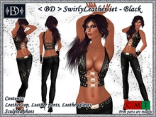 < BD > SwirlyLeather Set - Black