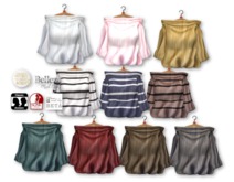 {amiable}Mesh Flared Sleeve & Off-shoulder Oversized Top(FAT PACK)