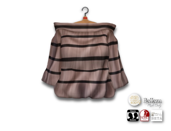 {amiable}Mesh Flared Sleeve & Off-shoulder Oversized Top09