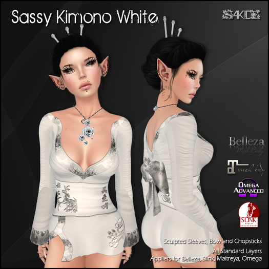 [ SAKIDE ] Sassy Kimono White